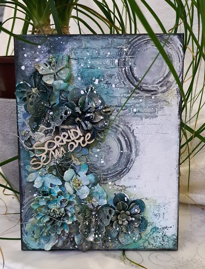 MIXED MEDIA CANVAS - TELA: "RING AND BUTTERFLIES"