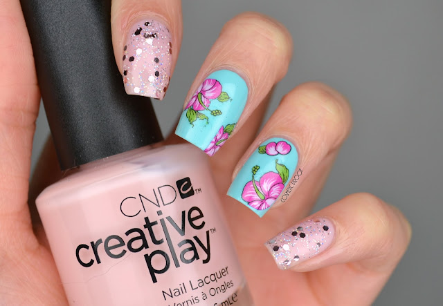 Glitter and Flower Nail Art CND Creative Play