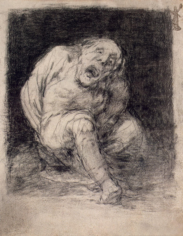 Idiot by Francisco Goya - Genre Drawings from Hermitage Museum