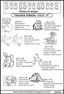 Tabuada rimada e ilustrada fato 10