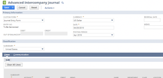 Advanced Intercompany Journal Entry