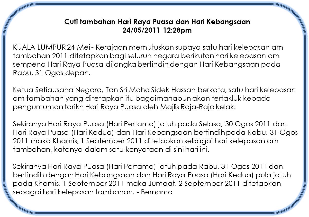 Surat Rasmi Cuti Hari Raya - Rasmi W