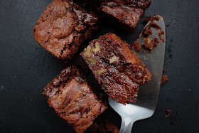 Recipe for sticky, jammy brownies adapted from Nigella Lawson