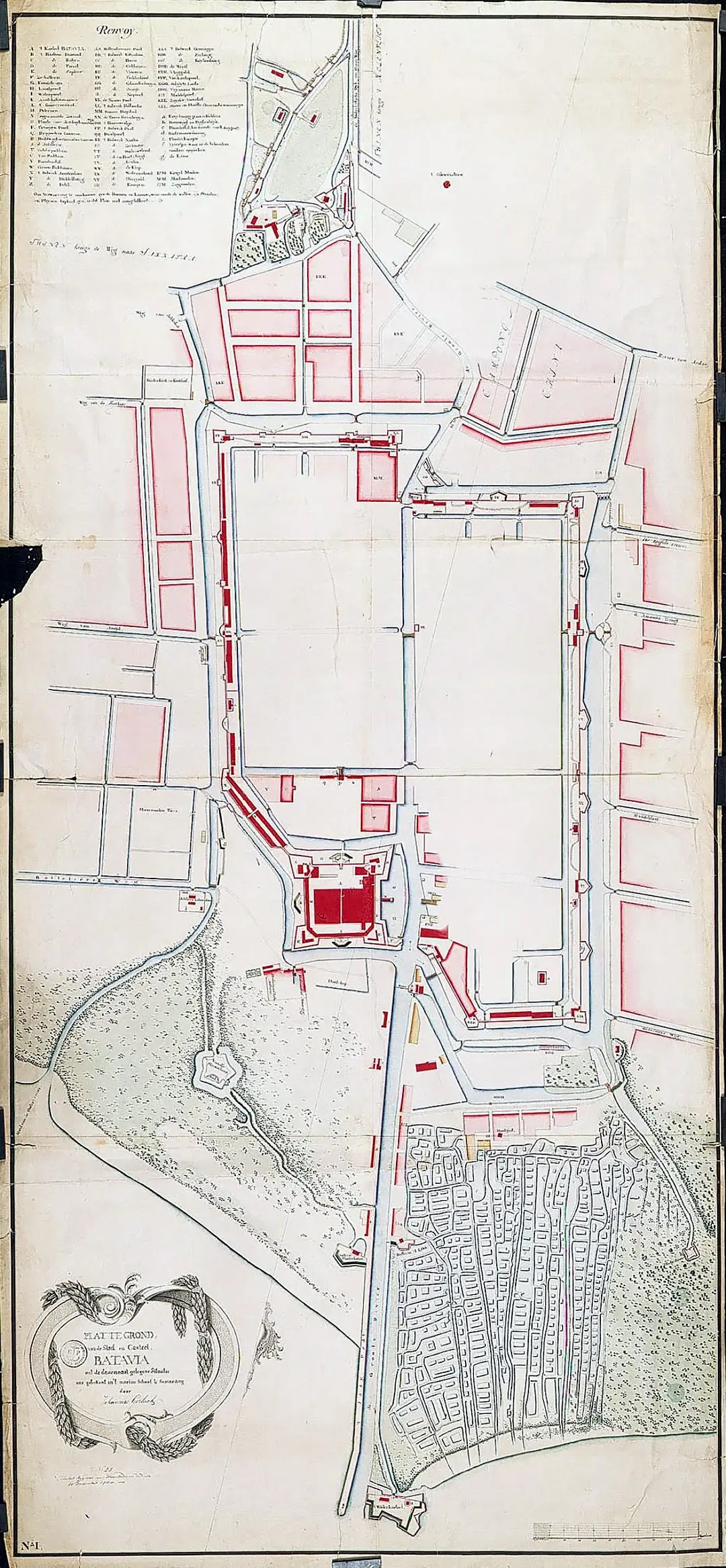 Map of the castle and city of Batavia