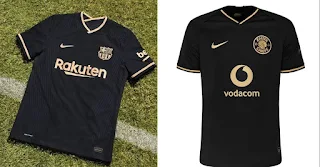 Nike use Kaizer Chiefs 50-years anniversary club jersey design as Barcelona 2nd kit