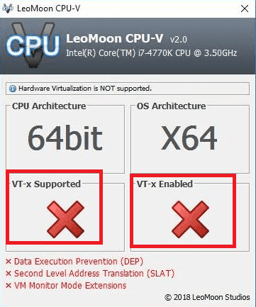 hardware virtualization is not supported