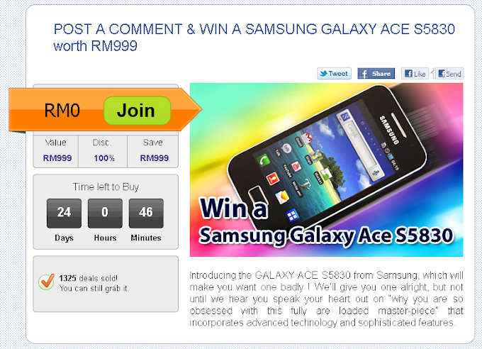 Win FREE Samsung Galaxy Ace S5830 worth RM999 from Groupego!