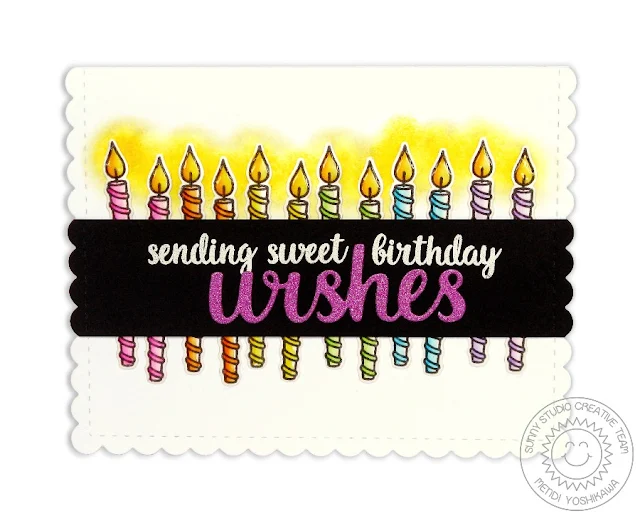 Sunny Studio Stamps Heartfelt Wishes Candle Birthday Card by Mendi Yoshikawa