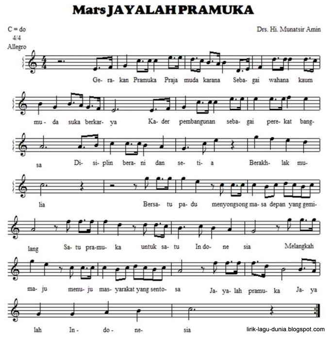  Lirik  Lagu Mars  Pramuka  dan Hymne Pramuka  Lirik  Lagu Dunia