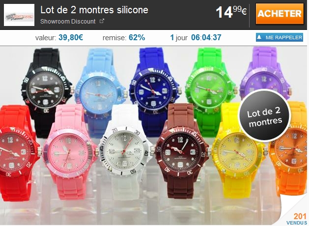 Lot de 2 montres unisexes, tendance cet été à 14.99€ au lieu de 39.80€  bon plan montre pas cher bon plan montre à la mode