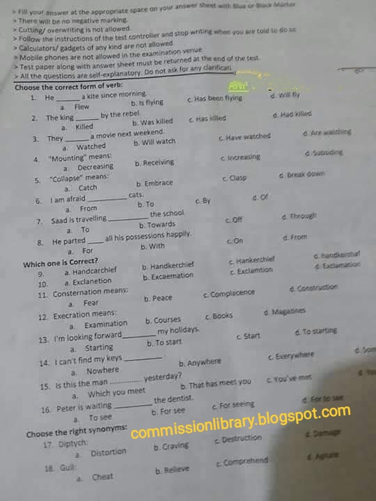ANF Assistant Sub-Inspector (ASI) Past Papers MCQs download free