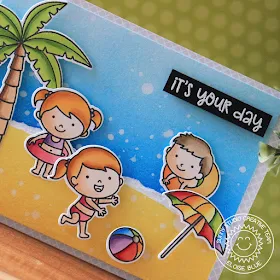 Sunny Studio Stamps: Beach Babies Island Getaway Beach Scene Card by Eloise Blue