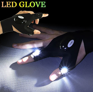 Fingerless Glove LED Flashlight Waterproof Torch Fishing Camping Hiking