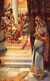 On the third day Esther put on her royal robes and stood in the inner court of the palace, in front of the king’s hall.