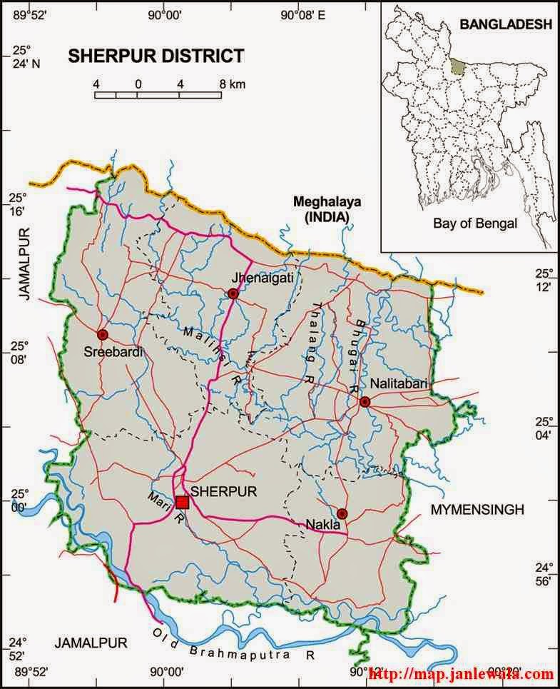 sherpur zila map of bangladesh