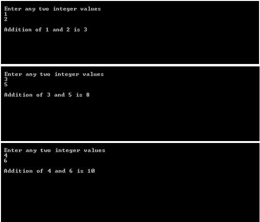 output of program to perform addition operation and save the result in file in C++ (OOPs)