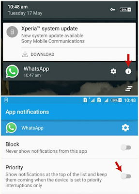 Enable priority option for app notifications