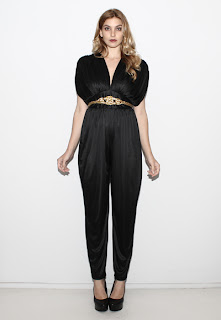 Vintage 1970's black harem style draped disco jumpsuit