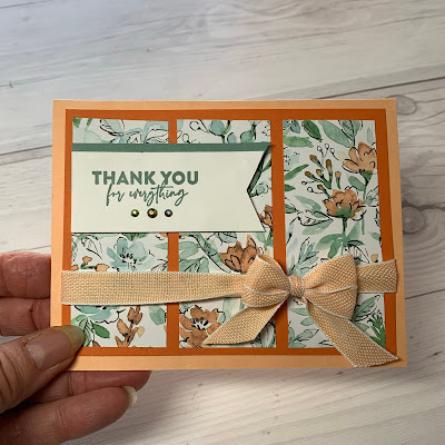 Floral handmade thank-your card using Stampin' Up! Hand-Penned Designer Series Paper