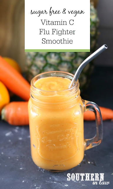 Vitamin C Flu Fighter Smoothie Recipe - Orange Pineapple Mango Carrot Smoothie Recipe - Gluten Free, Sugar Free, Vegan, Healthy, Clean Eating, Paleo