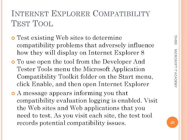 Exam 680 -  Internet Explorer Compatibility  Windows 7