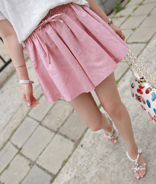 Basic Ruffled Cotton Shorts