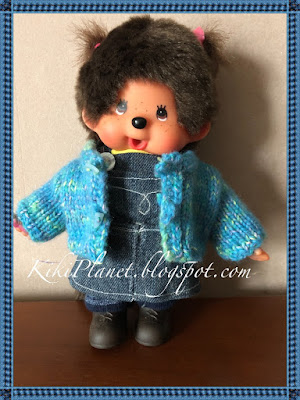 kiki monchhichi handmade fait main vêtement knitting tricot gilet jaune