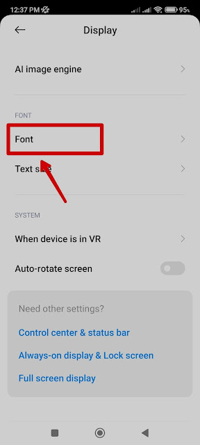 Cara mengubah gaya tulisan front pada HP android xiaomi