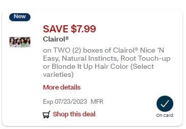 USE BOGO Free Clairol Nice'n Easy-Root Touch-up  ORPermanent Hair Color