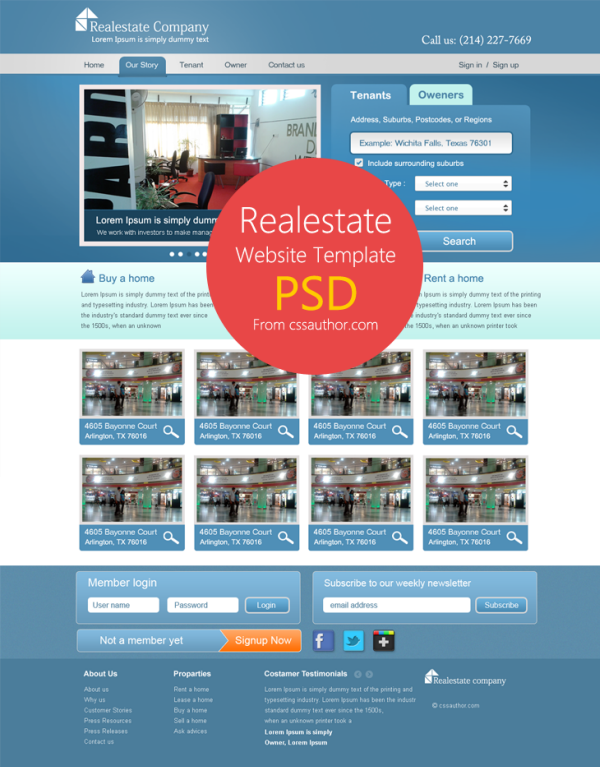 Real Estate Website Template PSD