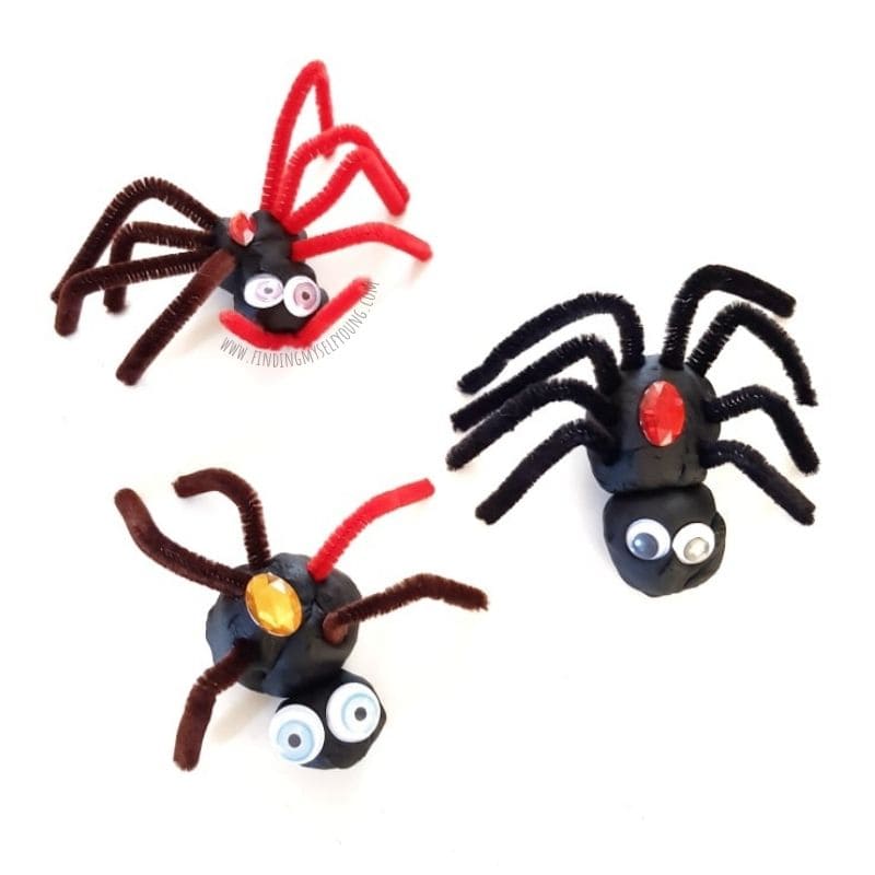 playdough spiders halloween activity.