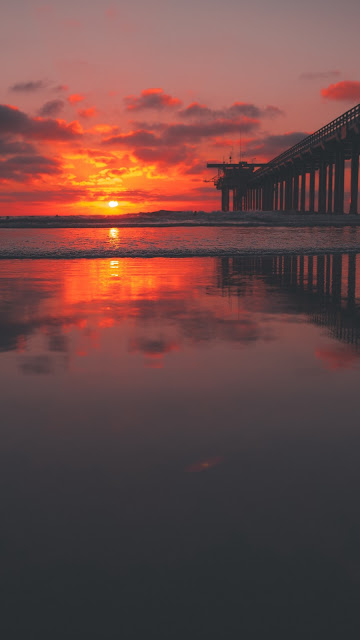 Landscape, Nature, Pier, Sunset, Sea