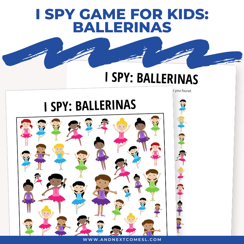 Printable ballerinas I spy game for kids