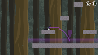 A screenshot from Squirrel Away showing a movement trajectory that includes falling off of a floor platform.