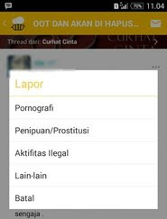 Pilihan Laporkan Pelanggaran di Forum BeeTalk