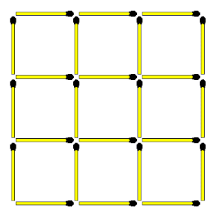 Matchstick Puzzles 109 i3X3 Squarei Remove 8 leaving 2 