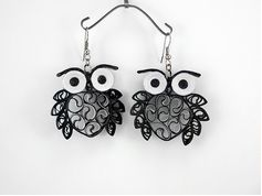 Simple handmade quilling owl earring designs for kids - quillingpaperdesigns