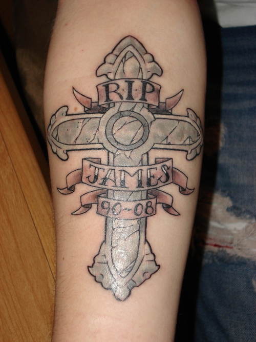 Christianity Tattoo-cross tattoo on leg