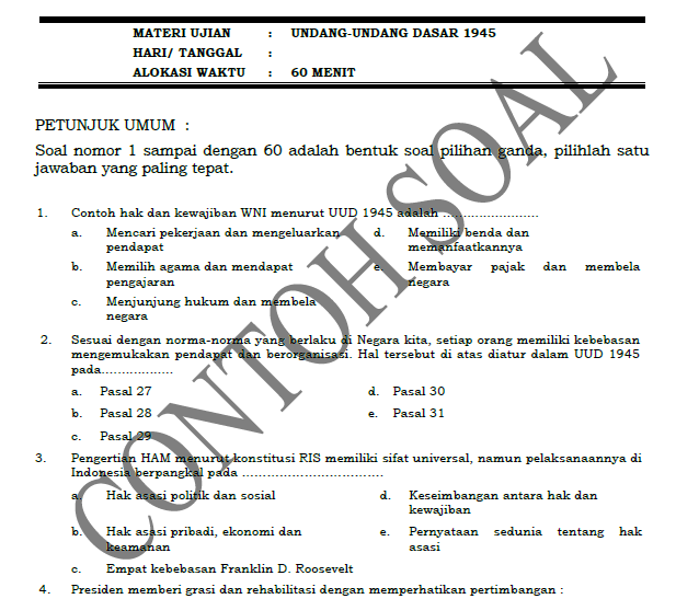 Contoh Soal  Ujian  Dinas  Tingkat  2  2021 Contoh Soal  Terbaru