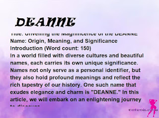 meaning of the name "DEANNE"