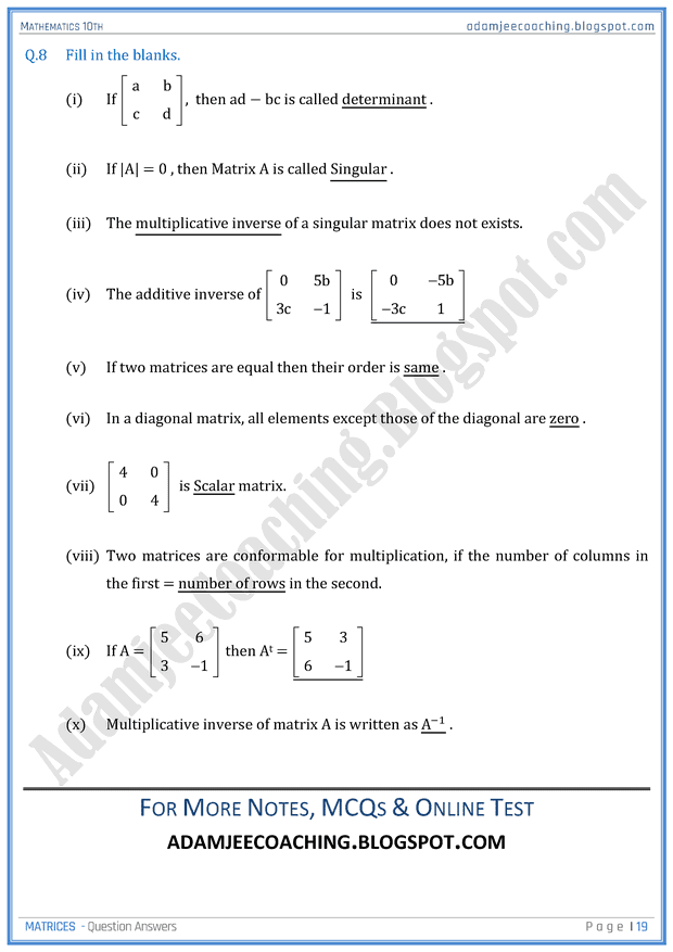 matrices-question-answers-mathematics-10th