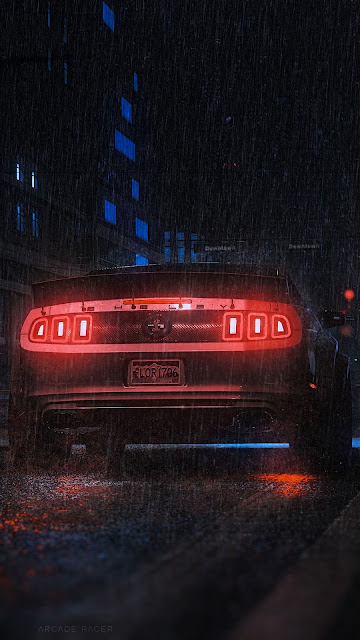Wallpaper Sports Car, Neon, Rain
