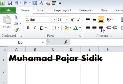 Cara Membuat Garis Tengah Pada Tulisan Di Excel