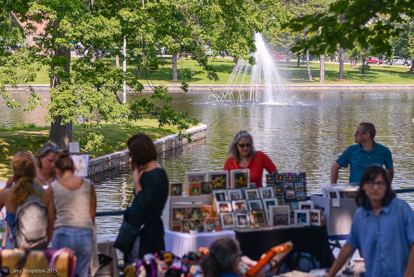 Portland, Maine USA July 2019 photo by Corey Templeton. A busy day at Deering Oaks Park between the weekly Farmers Market and the 17th annual Festival of Nations.