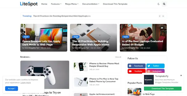 LiteSpot Template  Download, download premimum template 2021, SEO boost templates,free and premium blogger template,free blogger templates