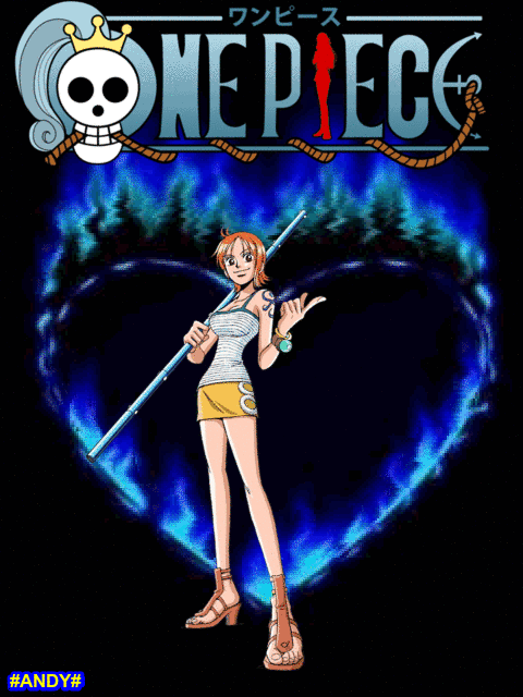 Gif animado, One Peace, Anime, corazón, fuego azul