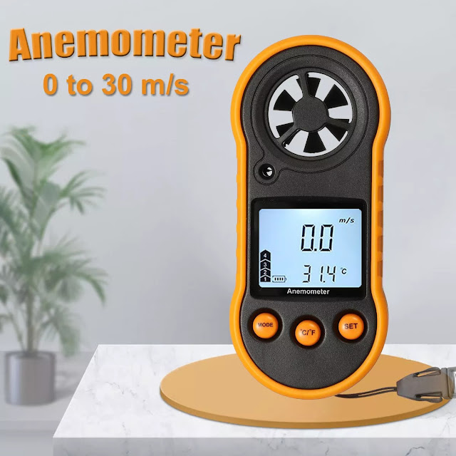 Digital LCD Handheld Anemometer Air Wind Speed Meter Tester Temperature Gauge 0 to 30m/s