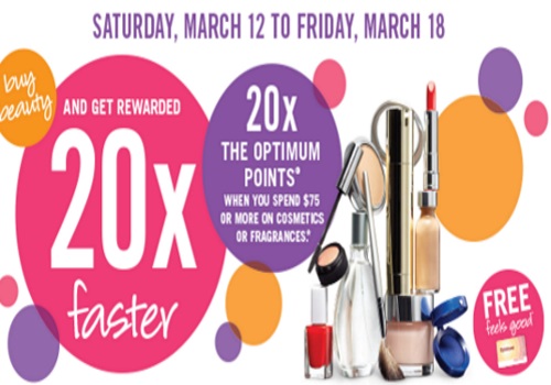 Shoppers Drug Mart 20x Optimum Points Cosmetics & Fragrance $75 Purchase