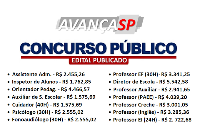 Aberto Concurso Público em SP para níveis médio e superior com salários até R$ 6.051,52. Saiba Mais