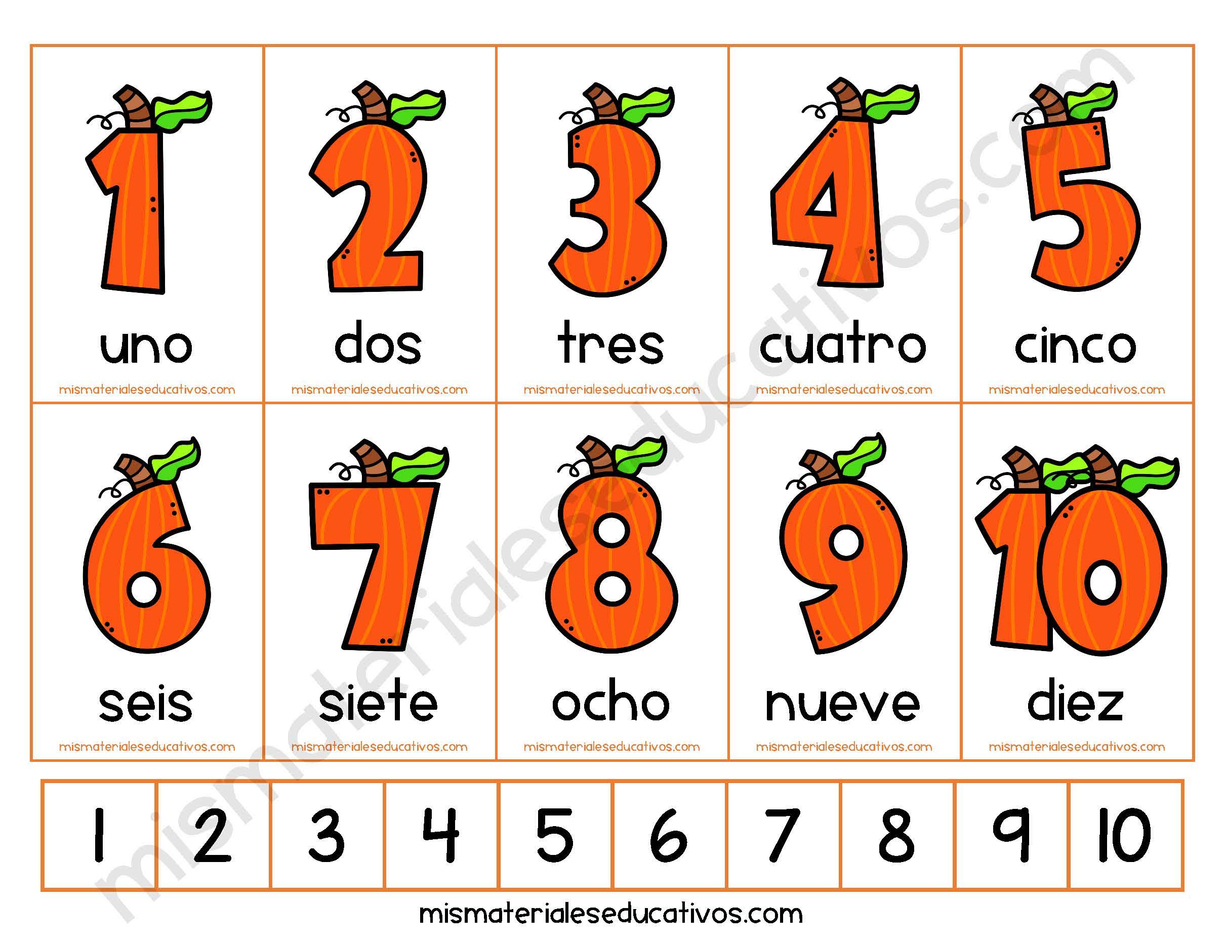 Mis Materiales Educativos: Tarjetas de números del al 10 imprimir. Completar secuencia numérica.